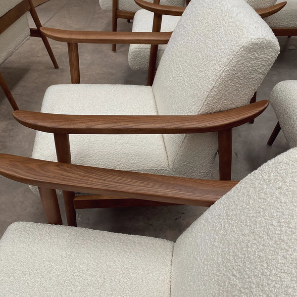 Fabric and Walnut Armchair