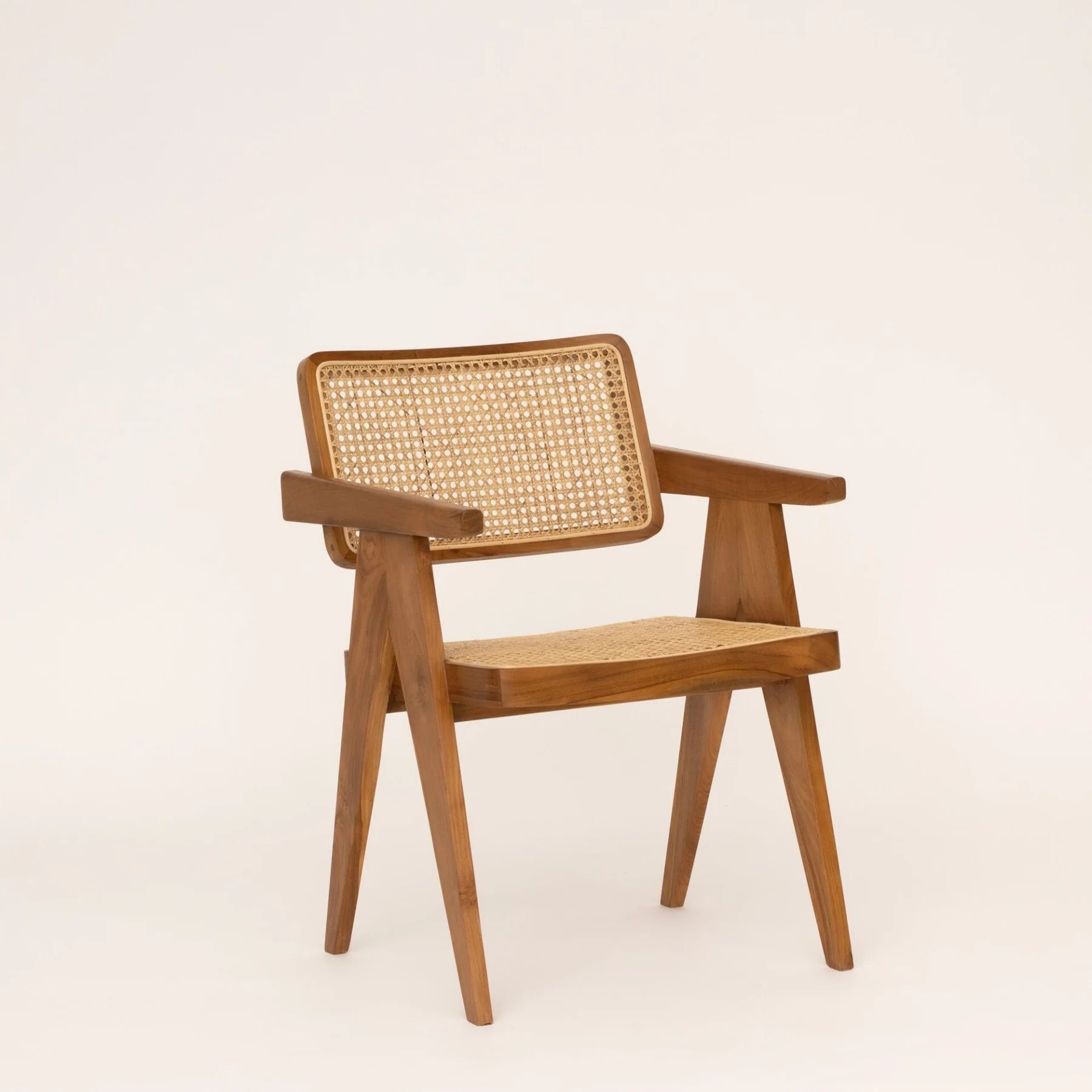 Cane Rattan Dining Chair with Arms - Natural
