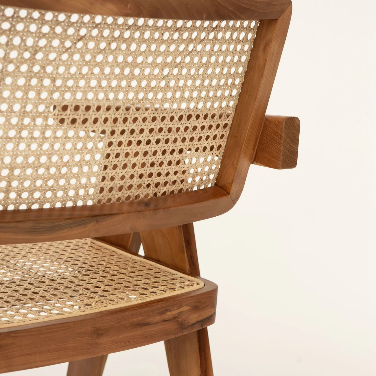 Cane Rattan Dining Chair with Arms - Natural