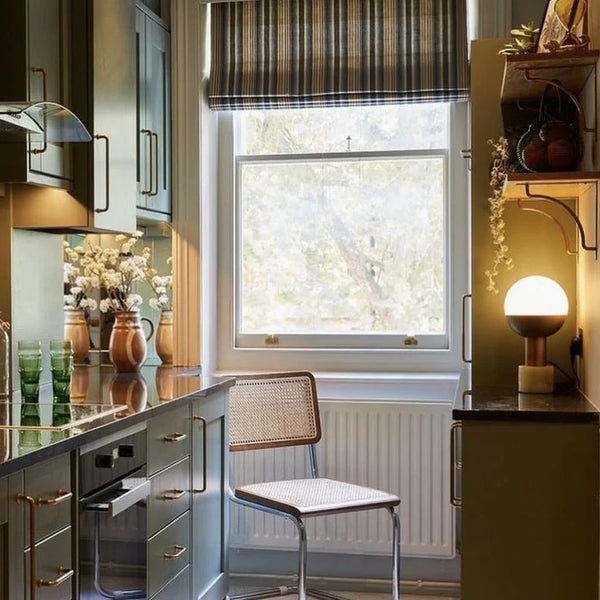 Chrome & Cane Dining Chair - Dark Oak