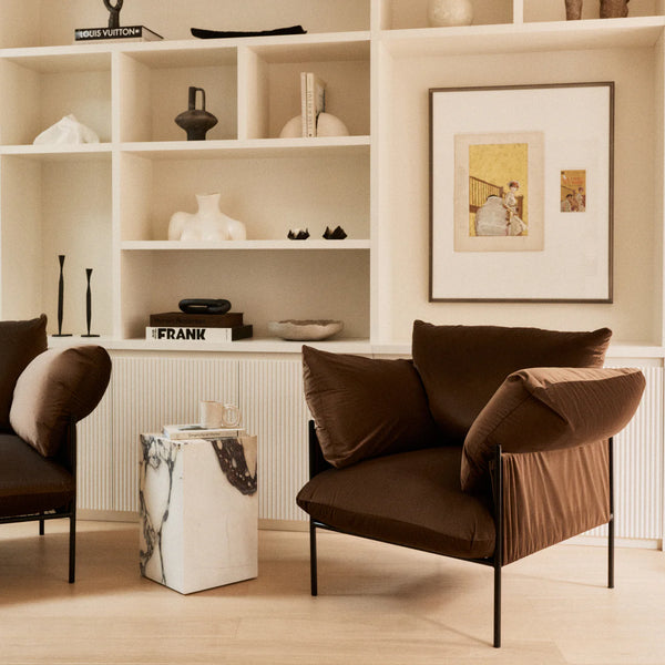 Metal and Velvet Lounge Chair