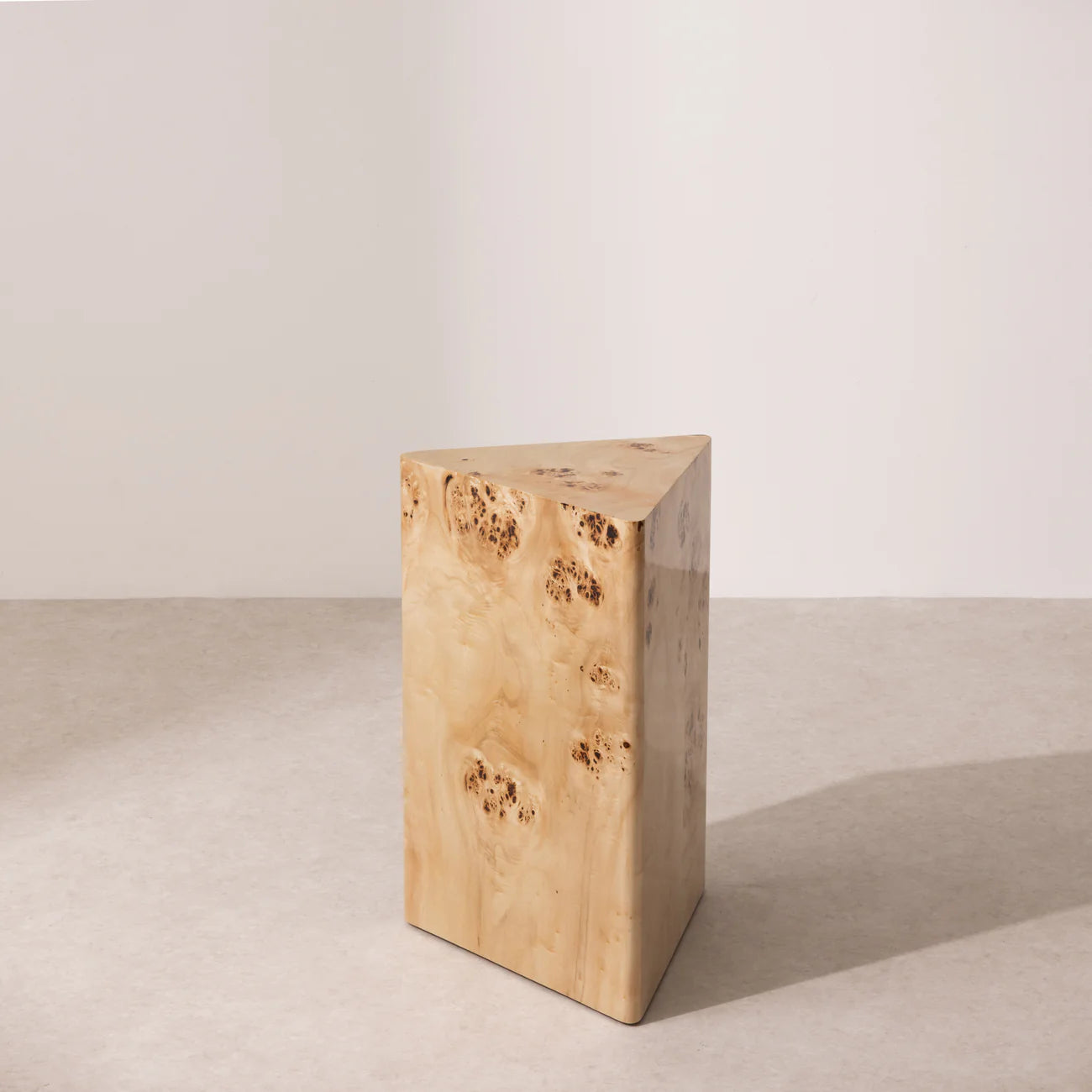 Burl Plinth Table - Triangle