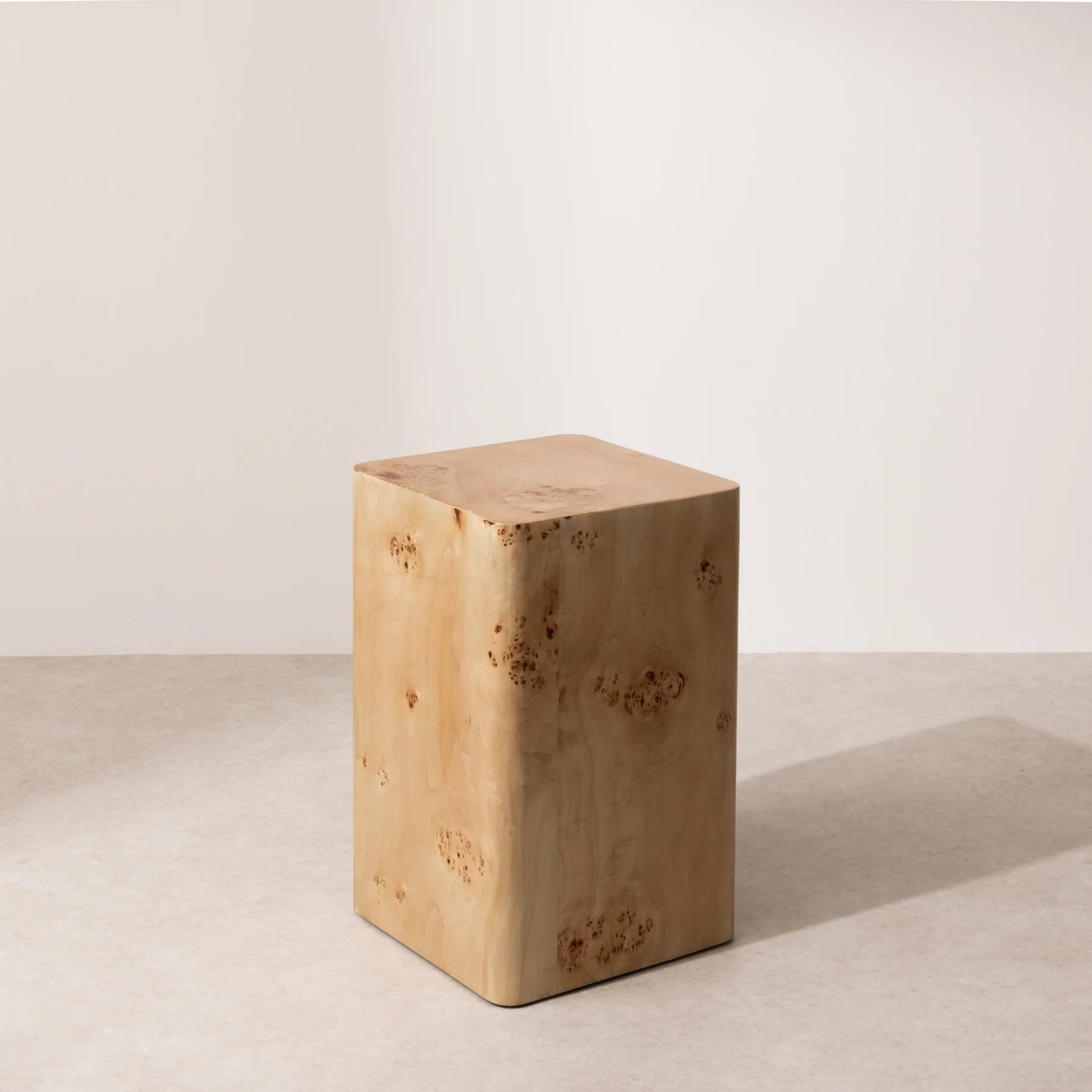 Square Burl Plinth Table