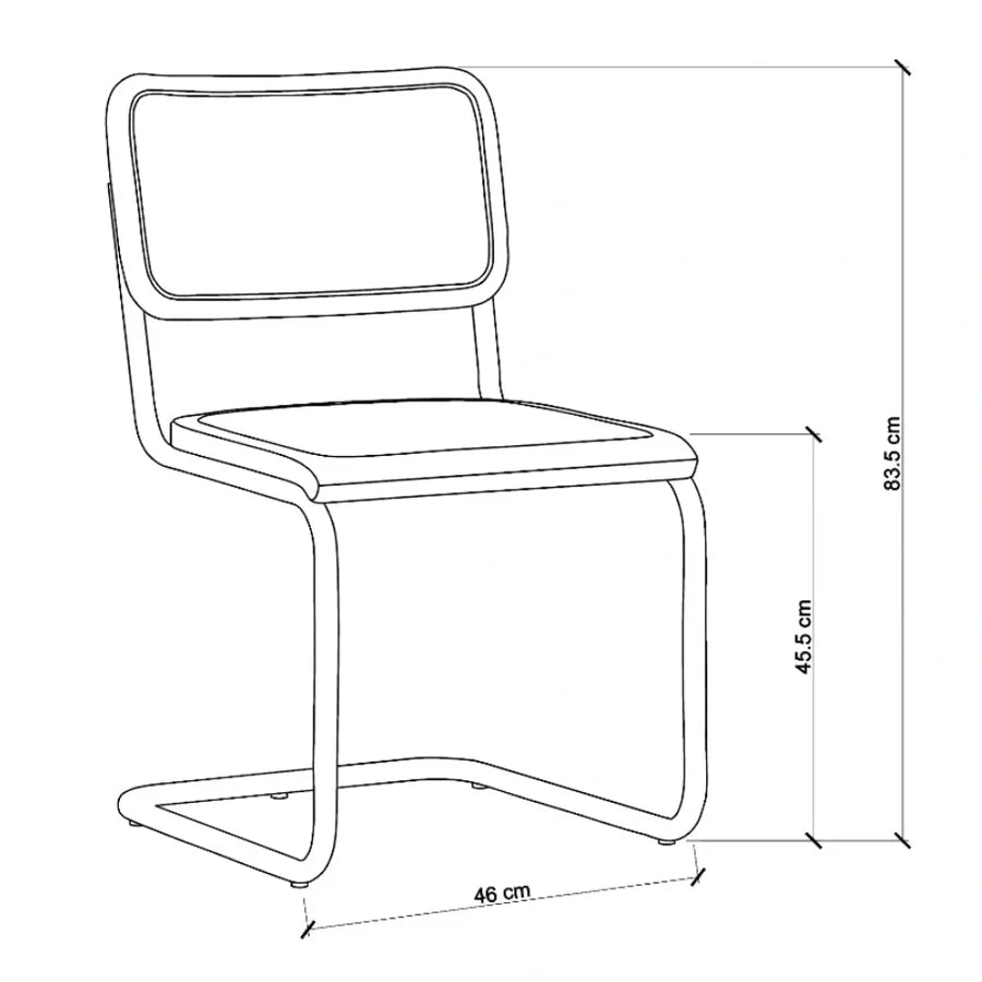 Chrome & Cane Dining Chair - Dark Oak