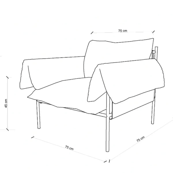 Metal and Velvet Lounge Chair