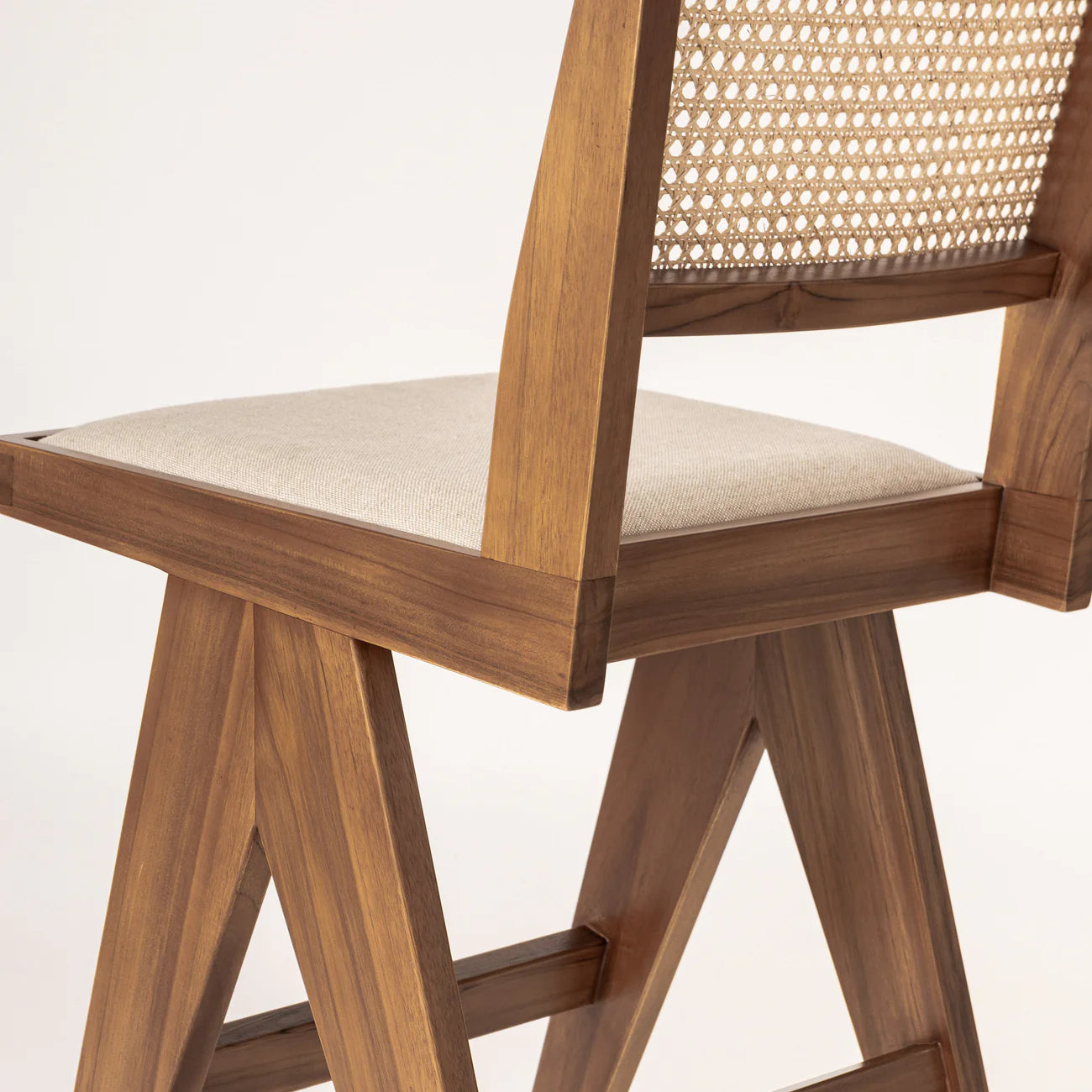 Cane & Upholstered Bar Stool - Natural