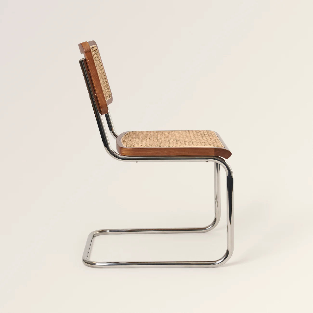 Chrome & Cane Dining Chair - Dark Oak