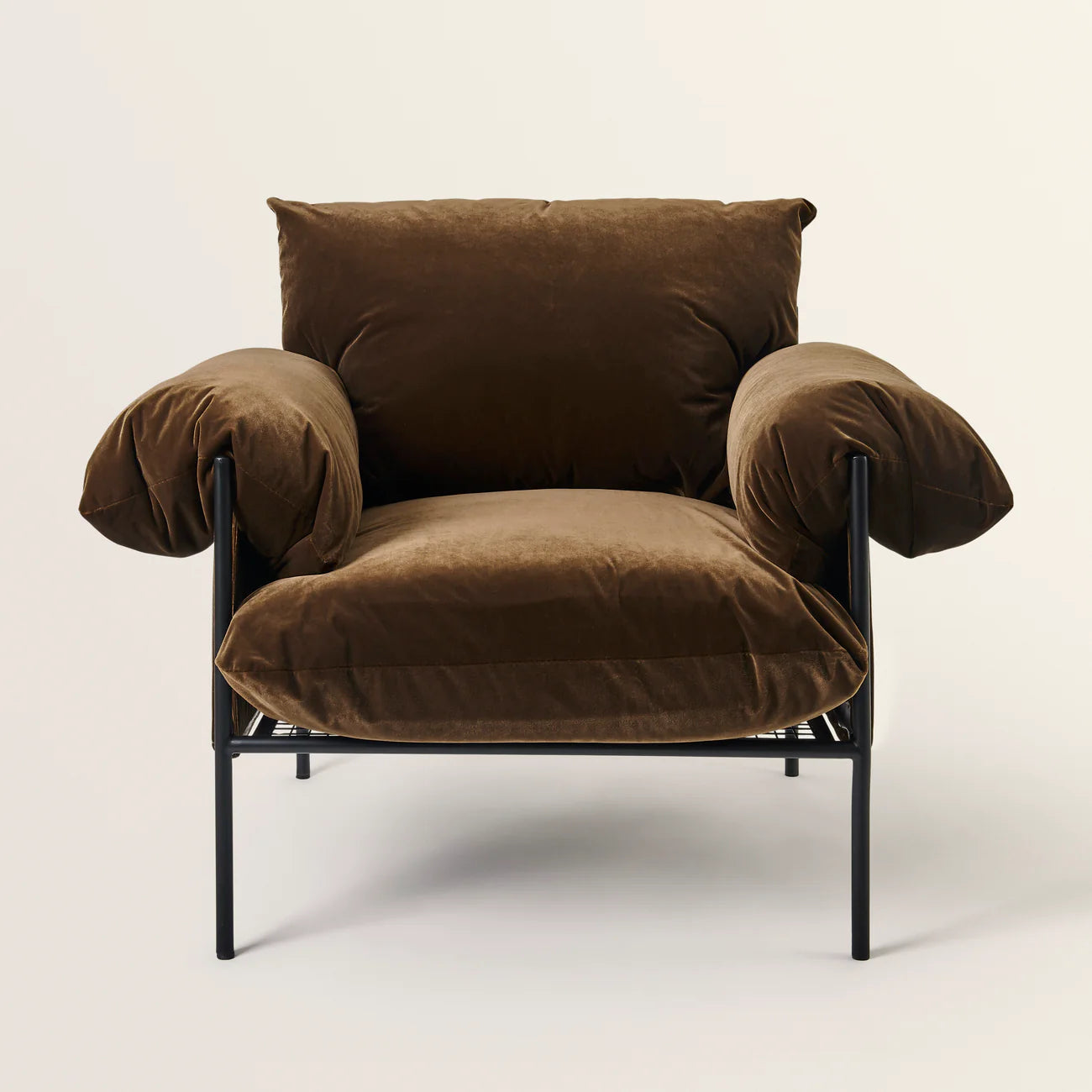 Metal and Velvet Lounge Chair