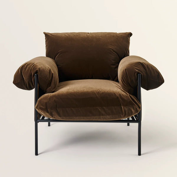 Metal and Velvet Lounge Chair