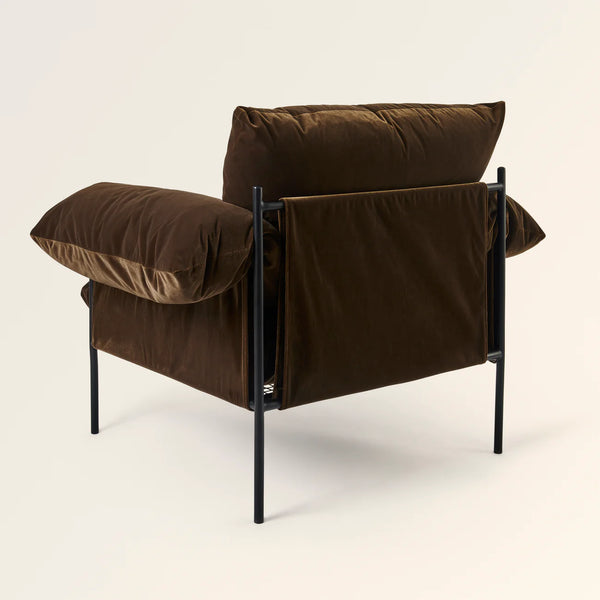 Metal and Velvet Lounge Chair