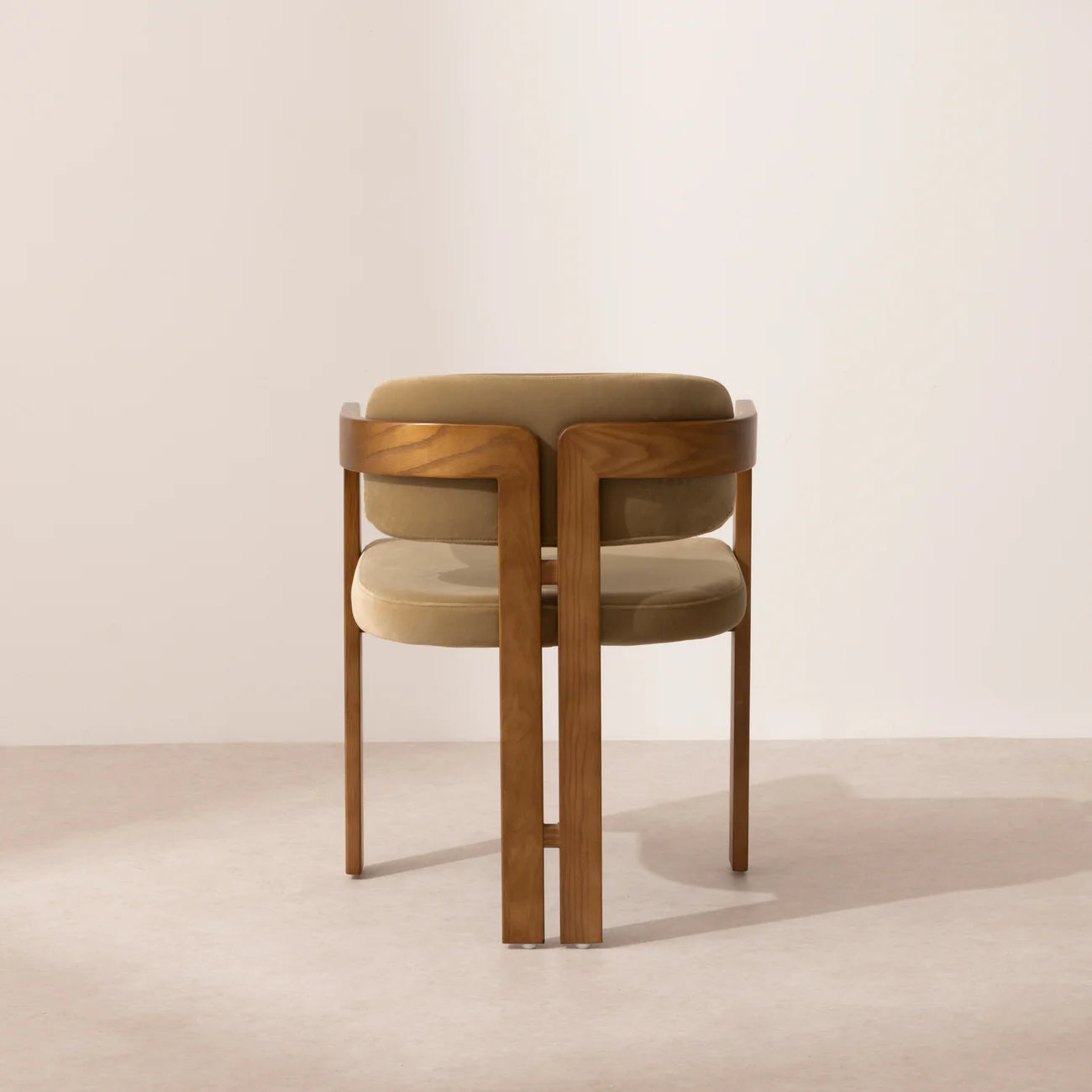 Curved Walnut Dining Chair - Sage Velvet