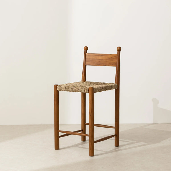 Finials Bar Stool with Rope Seat