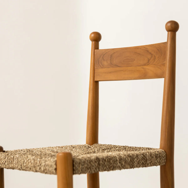 Finials Bar Stool with Rope Seat