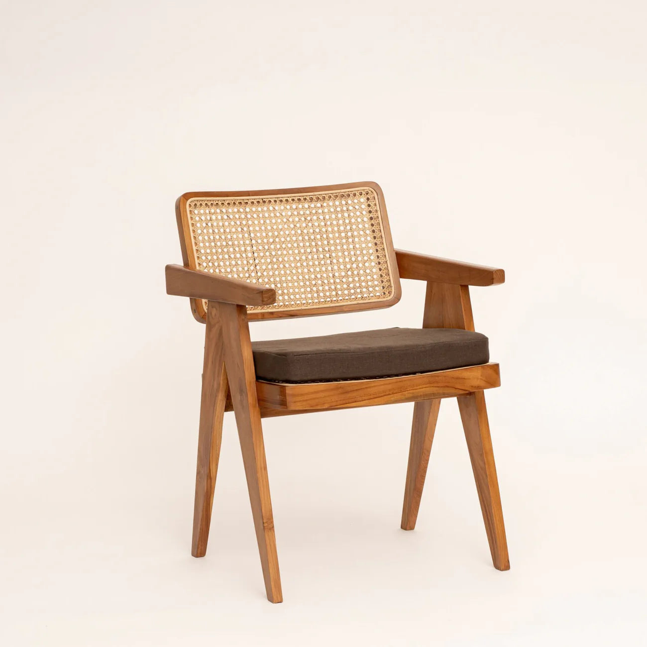 Cane Rattan Dining Chair with Arms - Natural